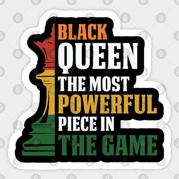 black Queen, The most powerful piece in the game, black Woman, black women Sticker by UrbanLifeApparel